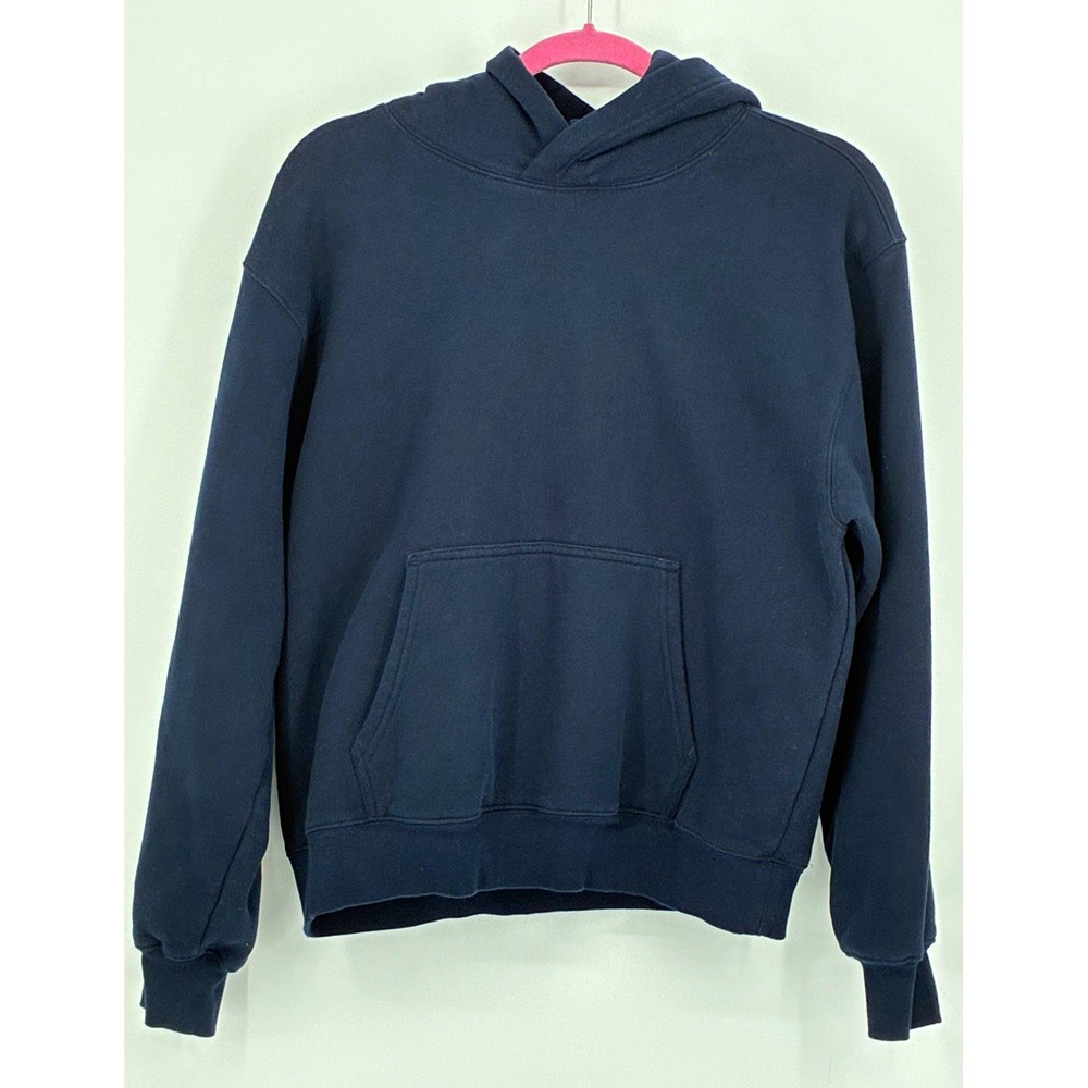 Aritzia Sweatfleece Navy Pullover Hoodie Women's M Fleece Pockets Logo